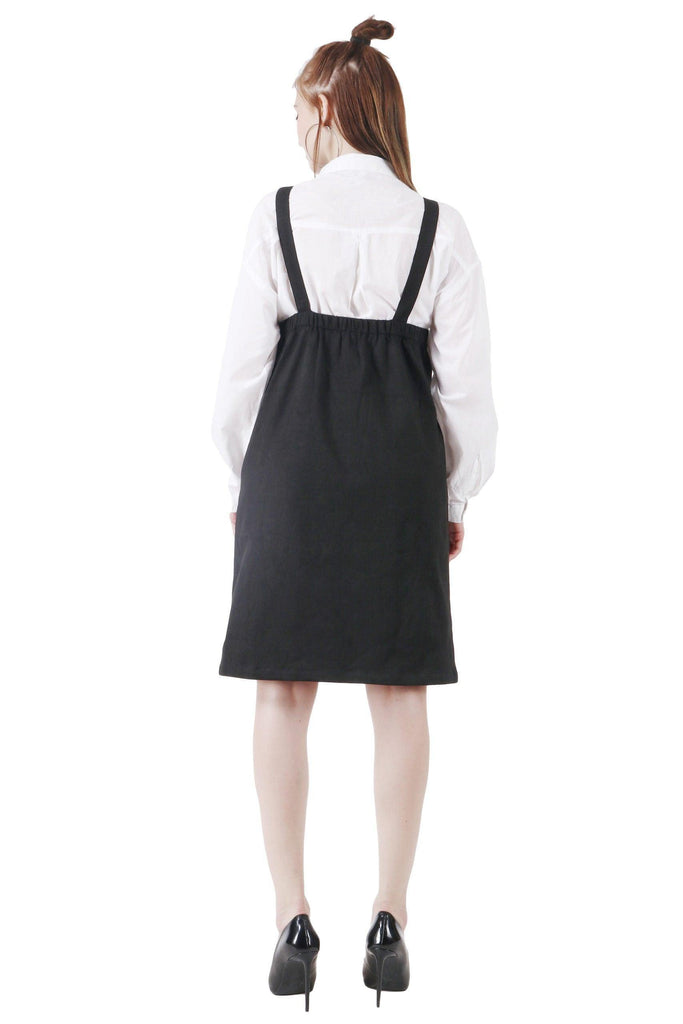 Model wearing Cotton Dungaree with Pattern type: Solid-5