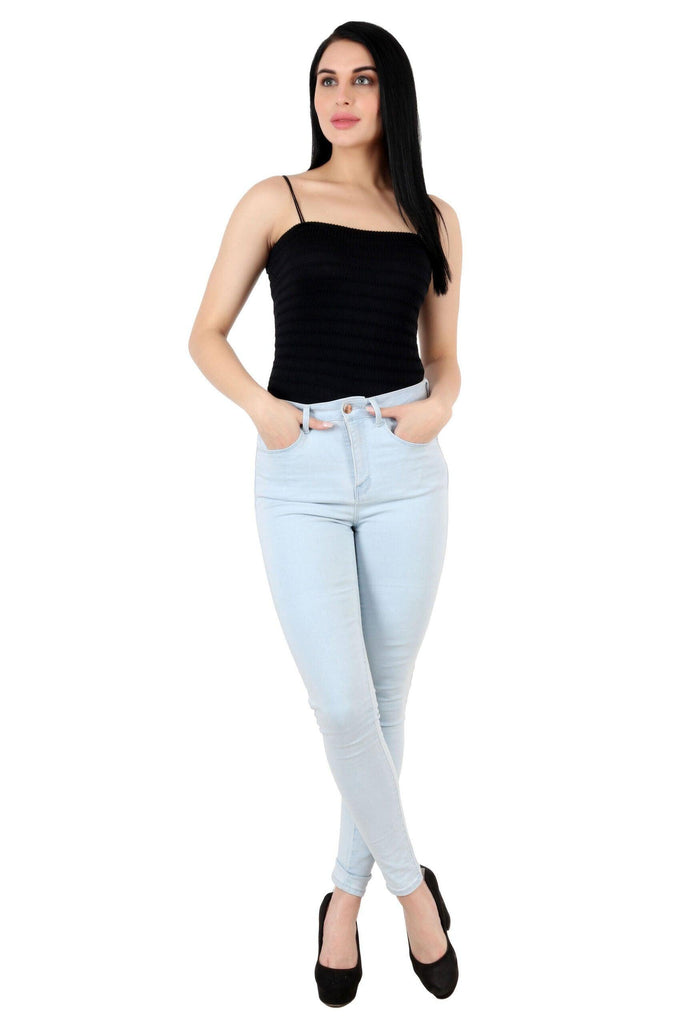 Model wearing Cotton Lycra Top with Pattern type: Solid-2