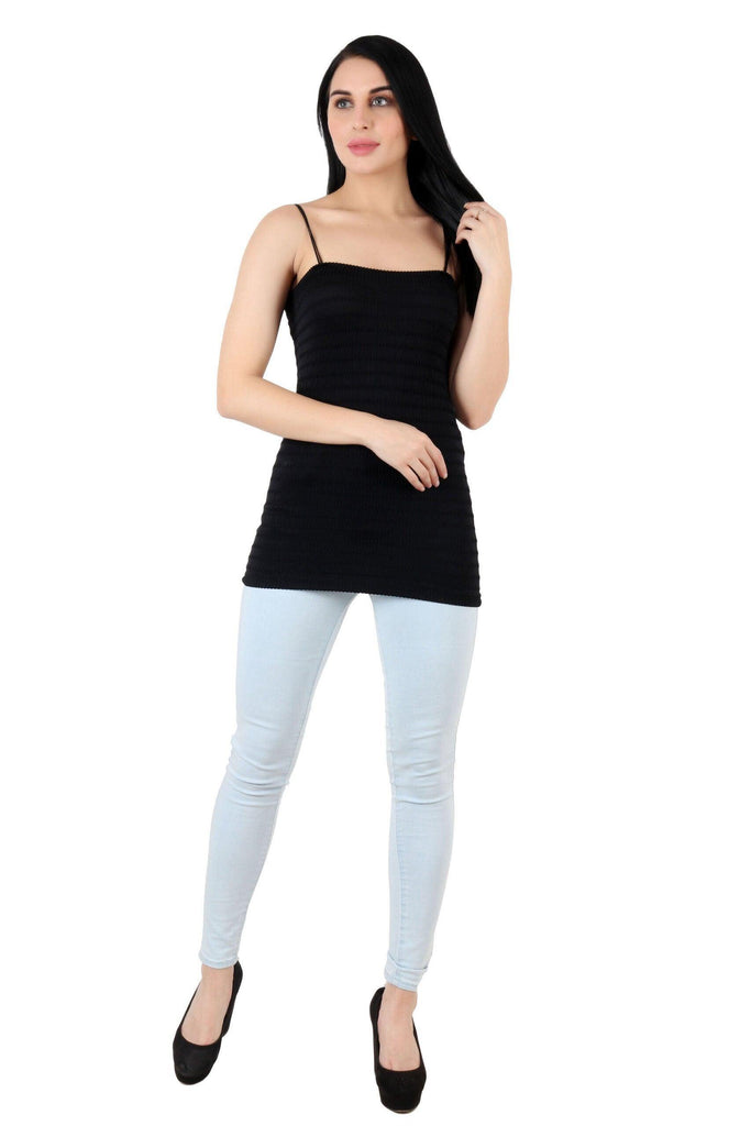 Model wearing Cotton Lycra Top with Pattern type: Solid-3