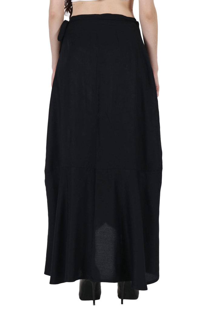 Model wearing Rayon Maxi Skirt with Pattern type: Solid-6