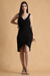Black Solid Wrap Around Cover Up Dress