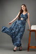 Blue Abstract Printed Back Tie Dress