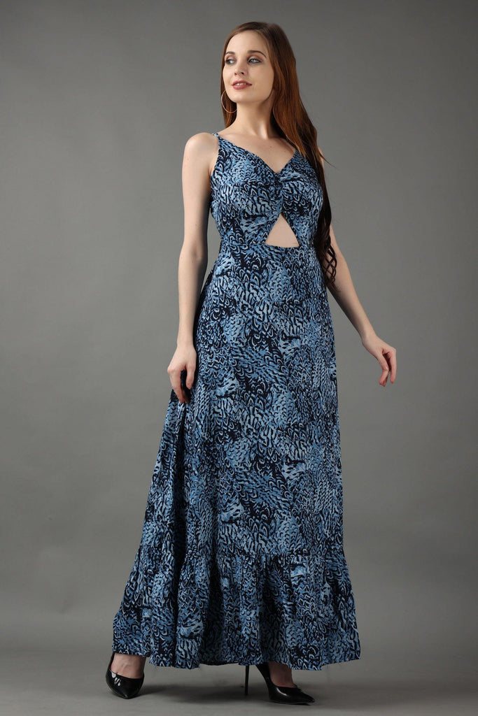 Model wearing Rayon Maxi Dress with Pattern type: Abstract-6