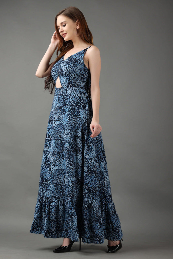 Model wearing Rayon Maxi Dress with Pattern type: Abstract-7
