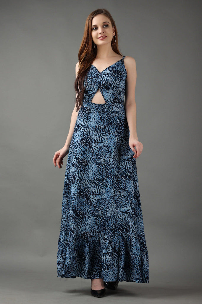 Model wearing Rayon Maxi Dress with Pattern type: Abstract-8