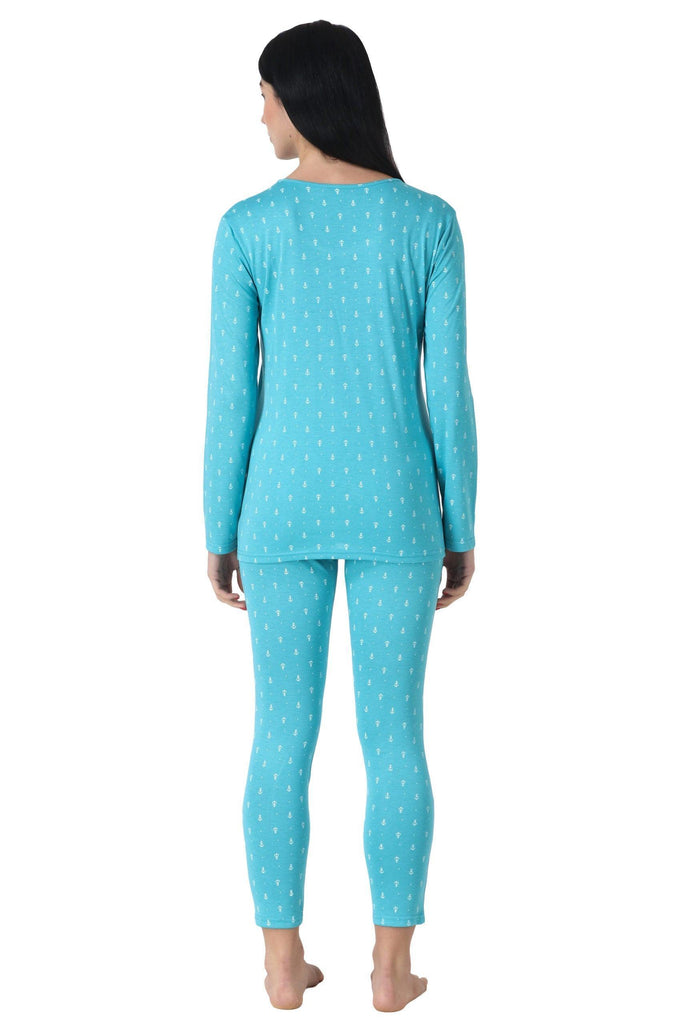 Model wearing Cotton Night Suit Set with Pattern type: Anchor-6
