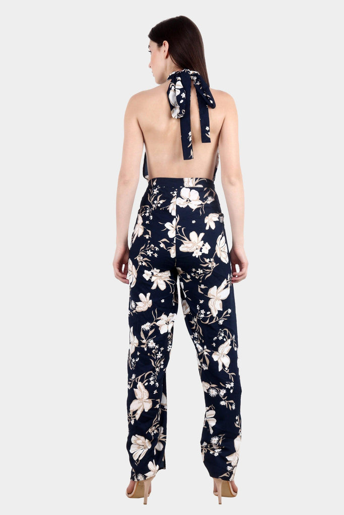 Model wearing Polyester Jumpsuit with Pattern type: Floral-4