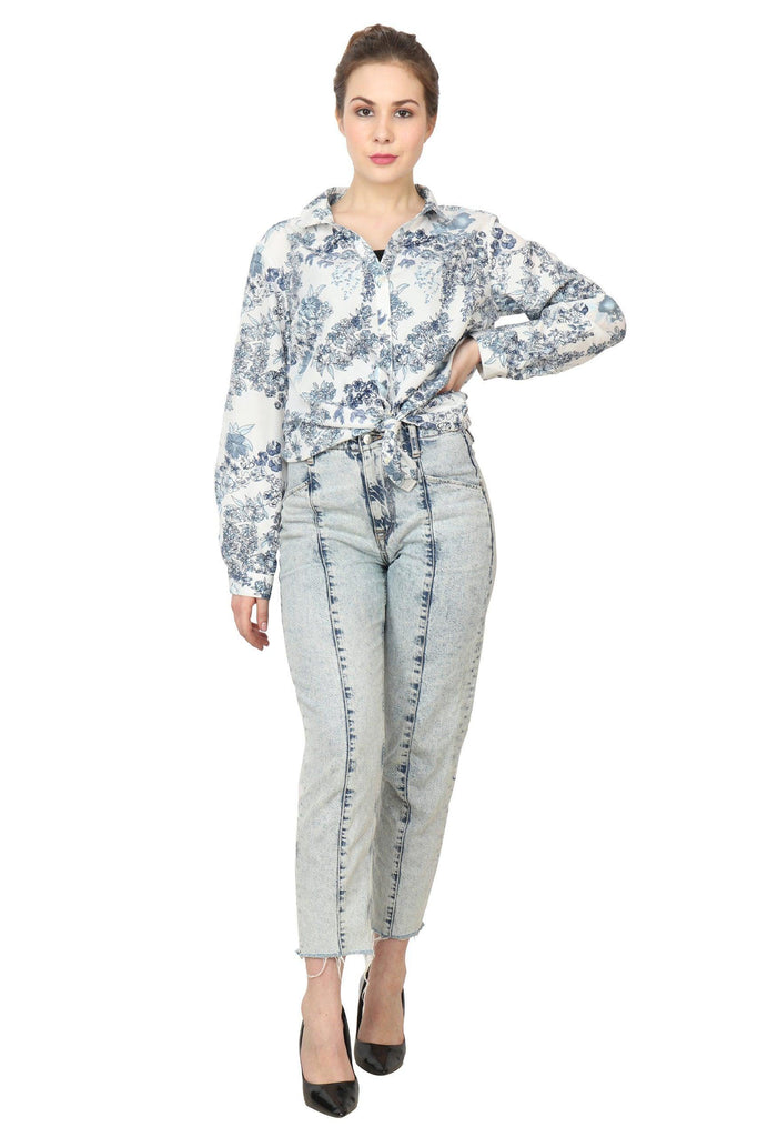 Model wearing Polyester Shirt with Pattern type: Floral-3