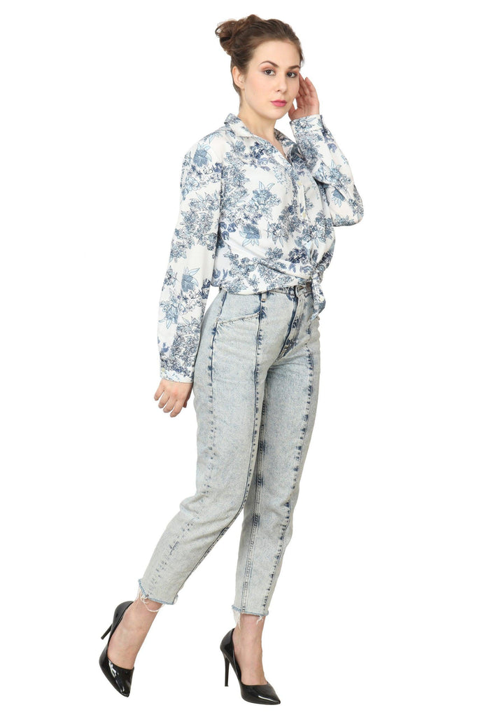 Model wearing Polyester Shirt with Pattern type: Floral-4