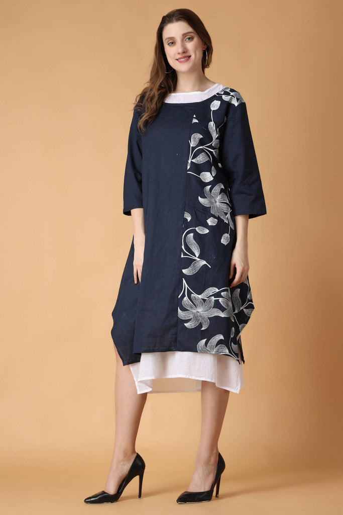 Model wearing Cotton Kurti with Pattern type: Solid-1