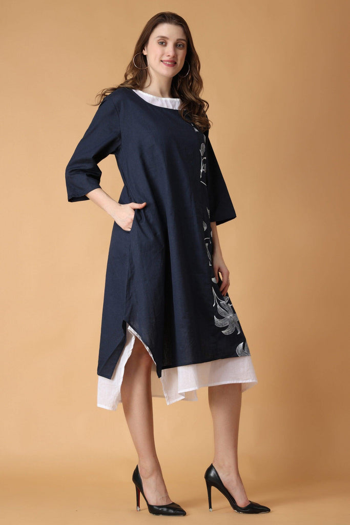 Model wearing Cotton Kurti with Pattern type: Solid-3