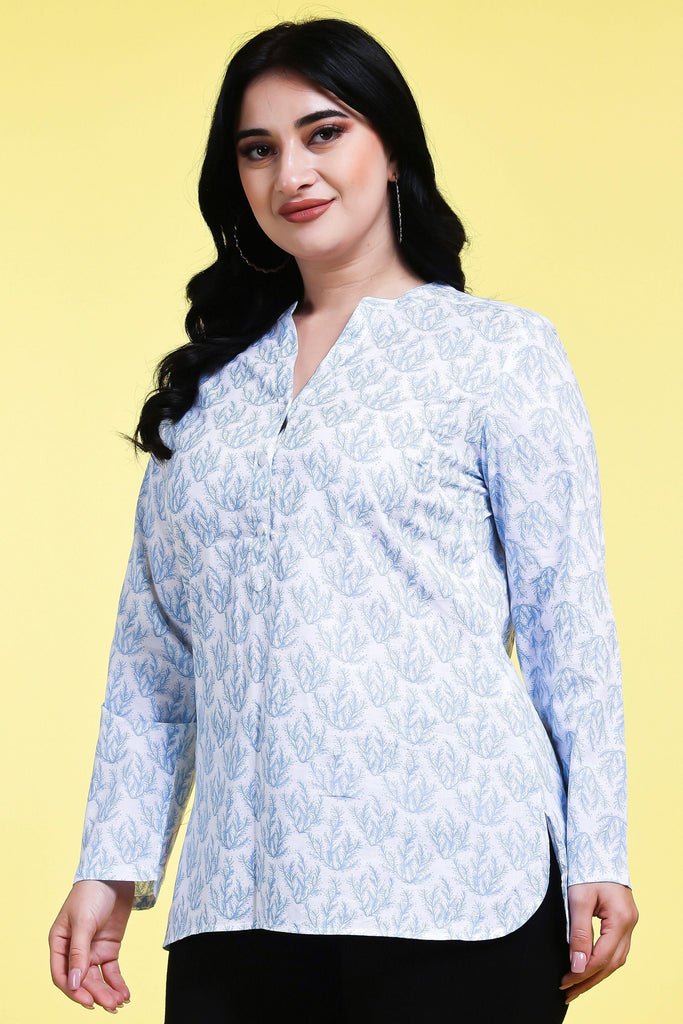 Model wearing Cotton Tunic with Pattern type: Stem Print-4