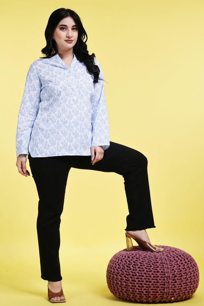 Model wearing Cotton Tunic with Pattern type: Stem Print-7