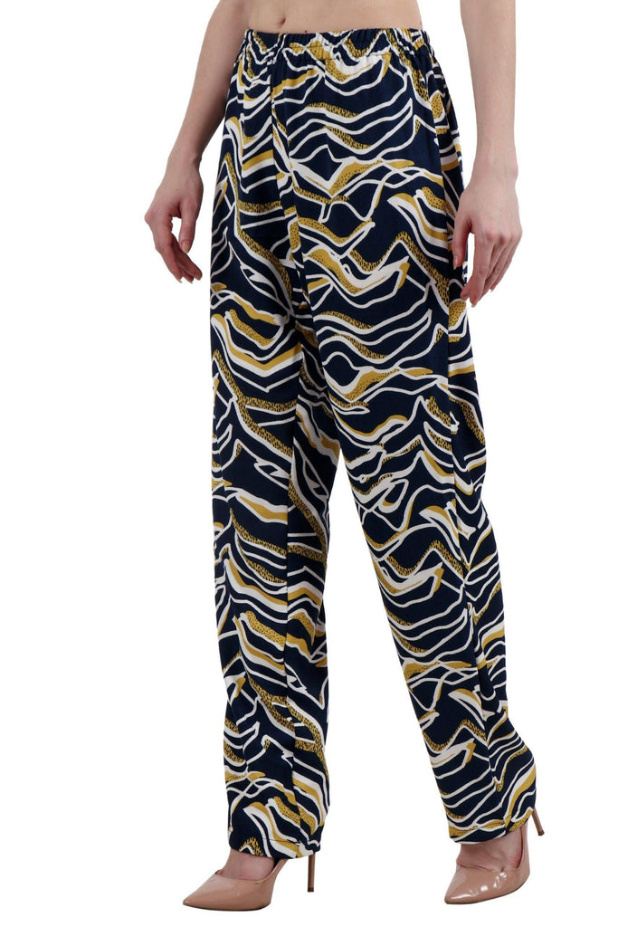 Model wearing Poly Crepe Pyjamas with Pattern type: Whale-2