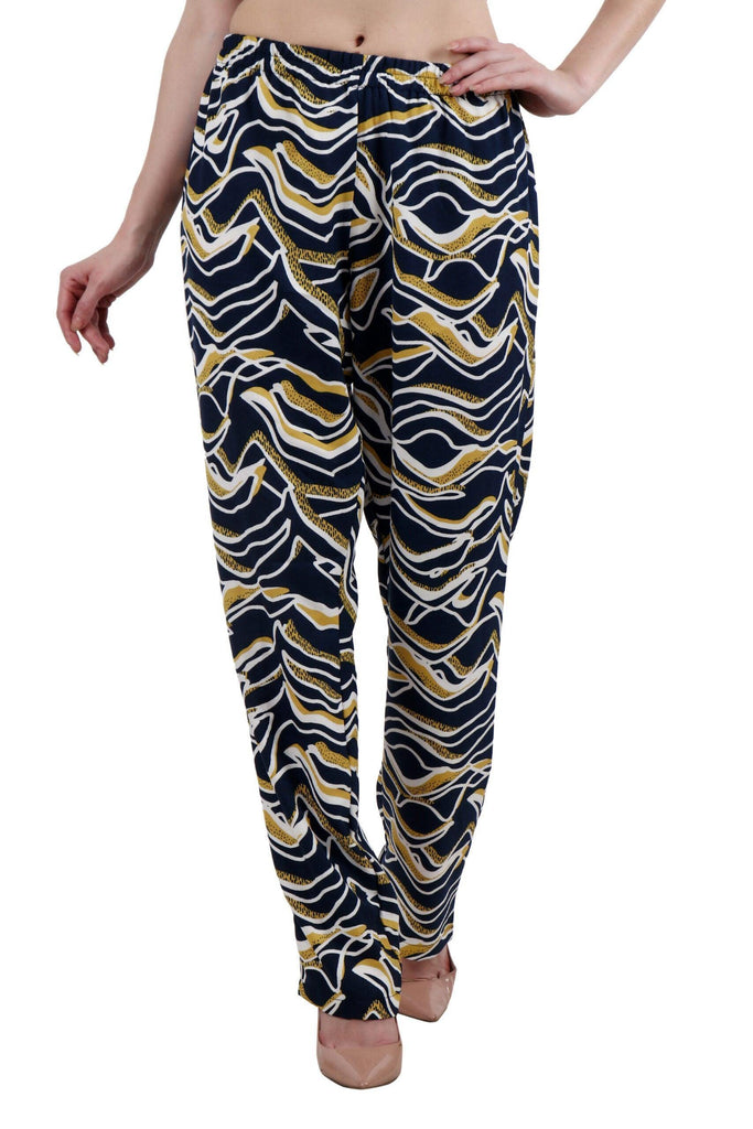 Model wearing Poly Crepe Pyjamas with Pattern type: Whale-3