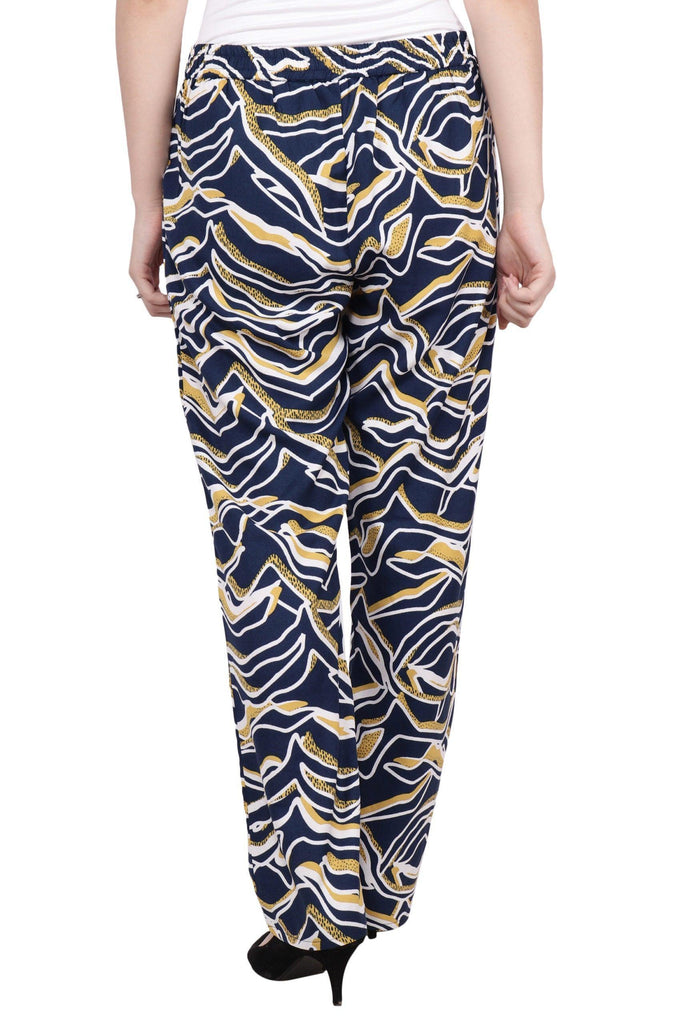 Model wearing Poly Crepe Trousers with Pattern type: Whale-6