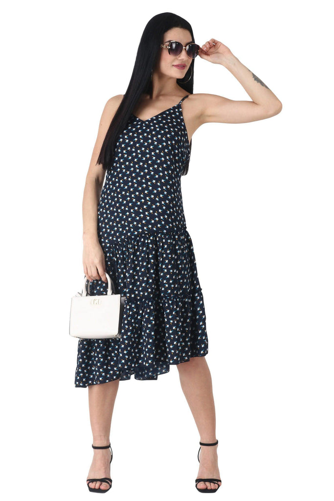 Model wearing Polyester Mini Dress with Pattern type: Bird -2