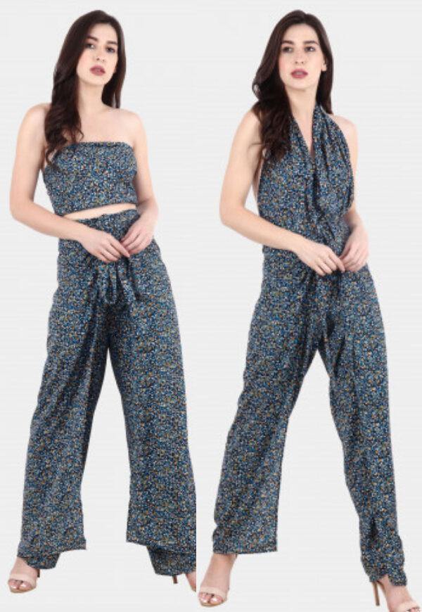 Model wearing Polyester Jumpsuit with Pattern type: Chips-1