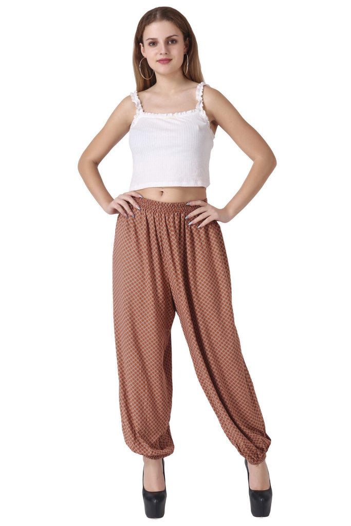 Model wearing Rayon Harem Pants with Pattern type: Dots-12