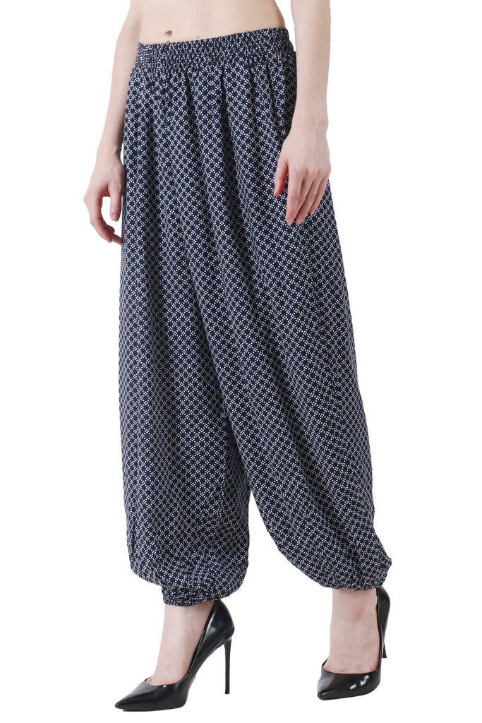 Model wearing Rayon Harem Pants with Pattern type: Dots-3