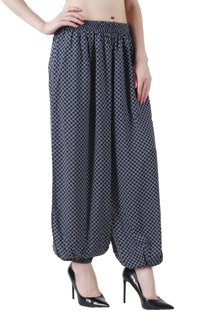 Model wearing Rayon Harem Pants with Pattern type: Dots-5