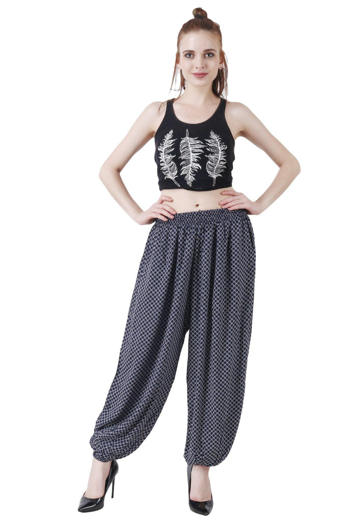 Model wearing Rayon Harem Pants with Pattern type: Dots-6