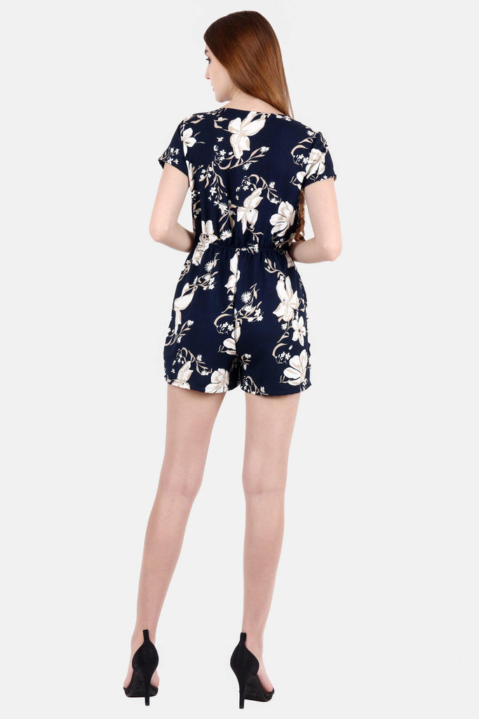 Model wearing Polyester Playsuit with Pattern type: Floral-2