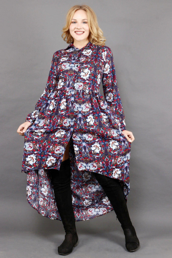 Model wearing Rayon Midi Dress with Pattern type: Floral-4