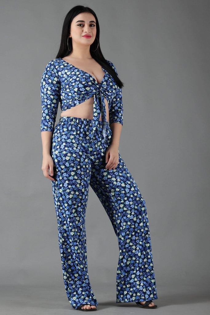 Model wearing Poly Lycra Co-ord Set with Pattern type: Floral-4