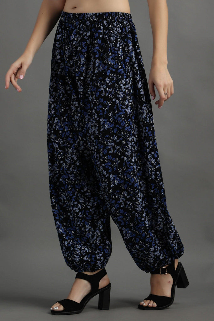 Model wearing Rayon Harem Pants with Pattern type: Floral-4