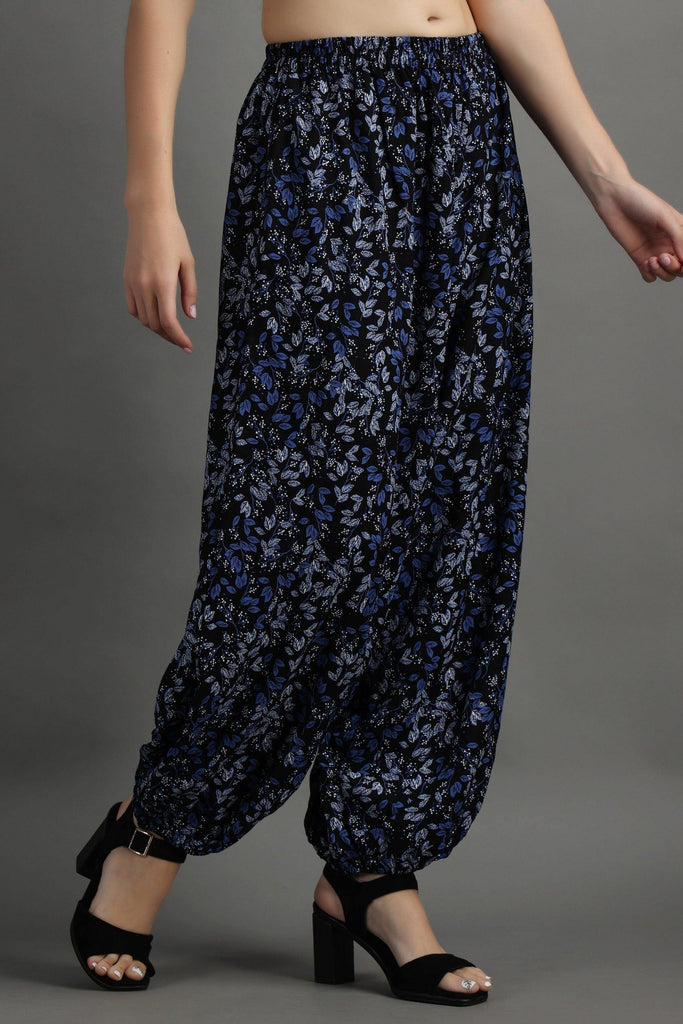 Model wearing Rayon Harem Pants with Pattern type: Floral-5