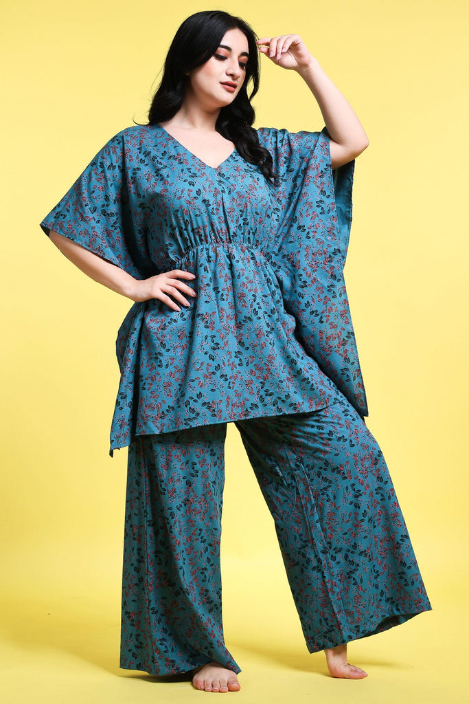 Model wearing Rayon Co-ord Set with Pattern type: Floral-3