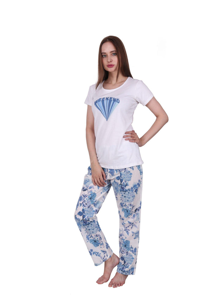 Model wearing Cotton Pyjamas with Pattern type: Floral-4
