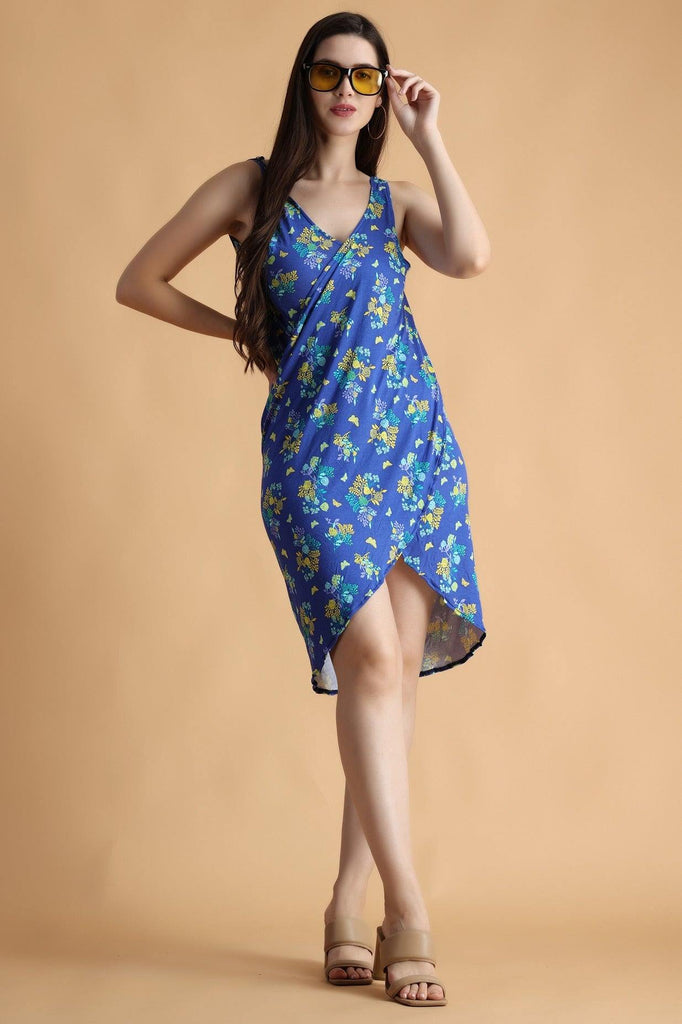 Model wearing Viscose Lycra Mini Dress with Pattern type: Floral-1