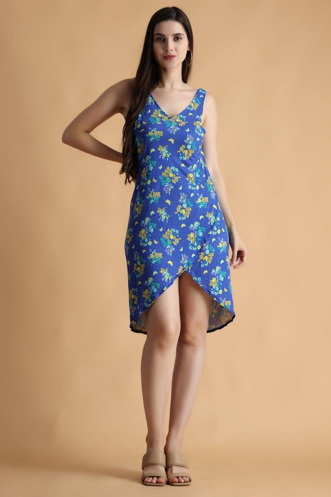 Model wearing Viscose Lycra Mini Dress with Pattern type: Floral-2