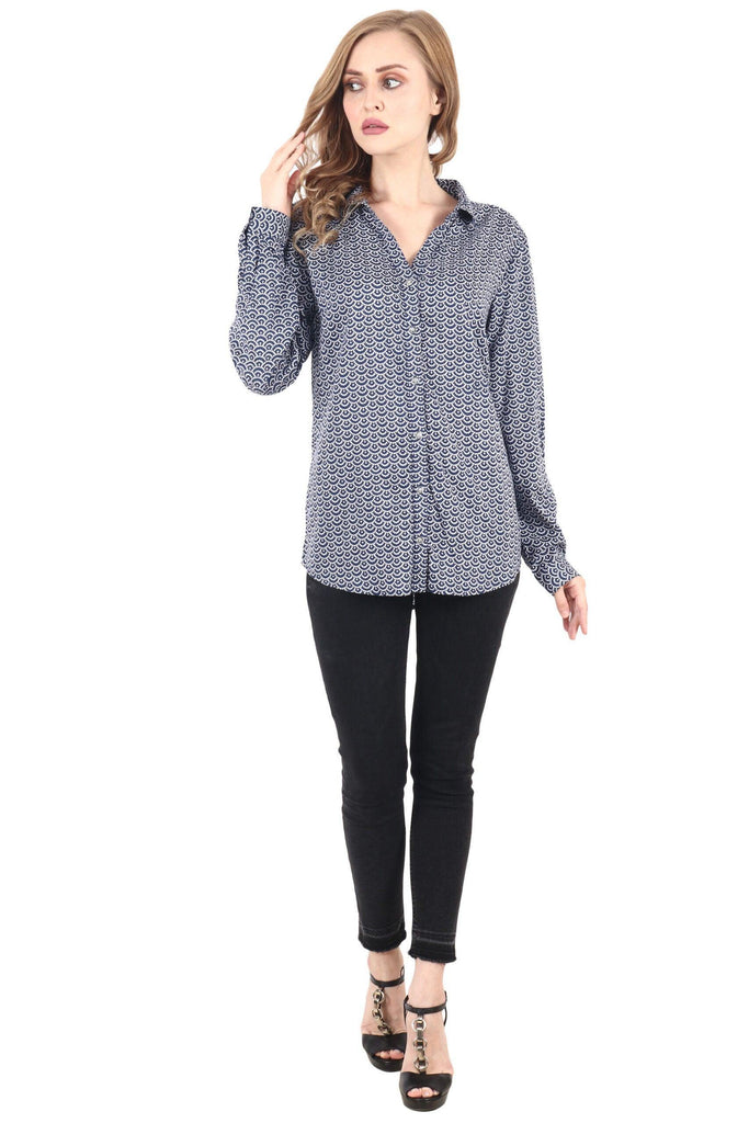 Model wearing Rayon Shirt with Pattern type: Graphic-1