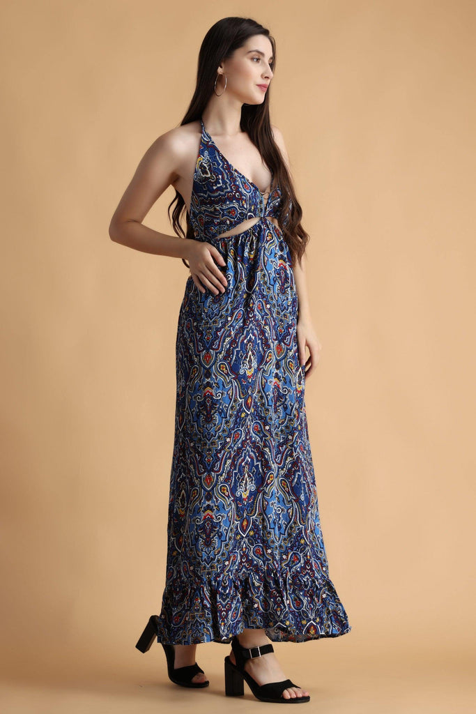 Model wearing Rayon Maxi Dress with Pattern type: Motif-4