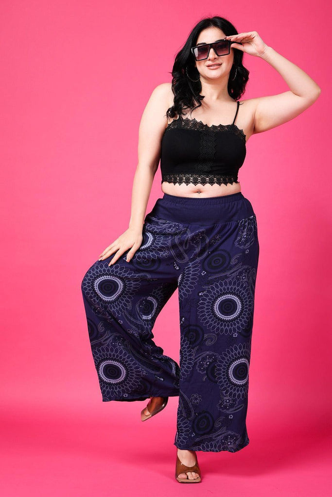 Model wearing Rayon Harem Pants with Pattern type: Oval-1