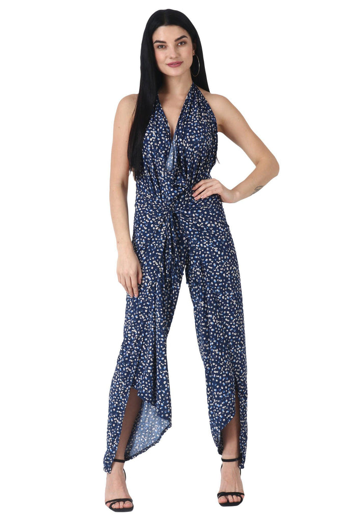 Model wearing Poly Lycra Jumpsuit with Pattern type: Pebble-1