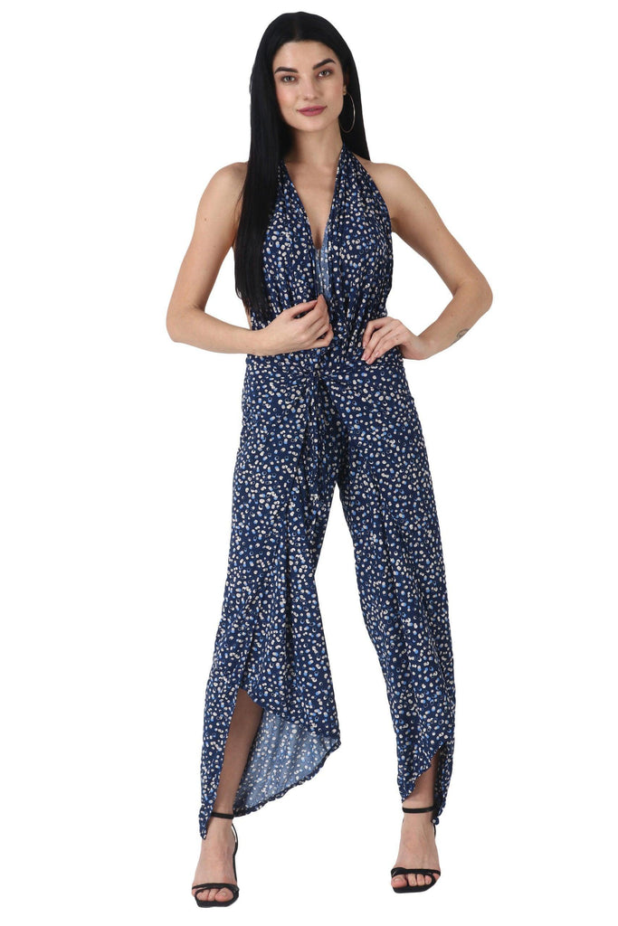 Model wearing Poly Lycra Jumpsuit with Pattern type: Pebble-5