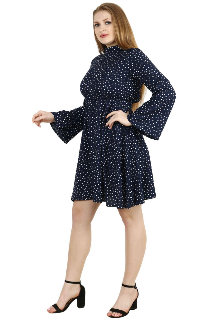 Model wearing Rayon Mini Dress with Pattern type: Polka Dots-2