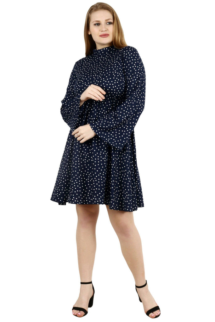 Model wearing Rayon Mini Dress with Pattern type: Polka Dots-4