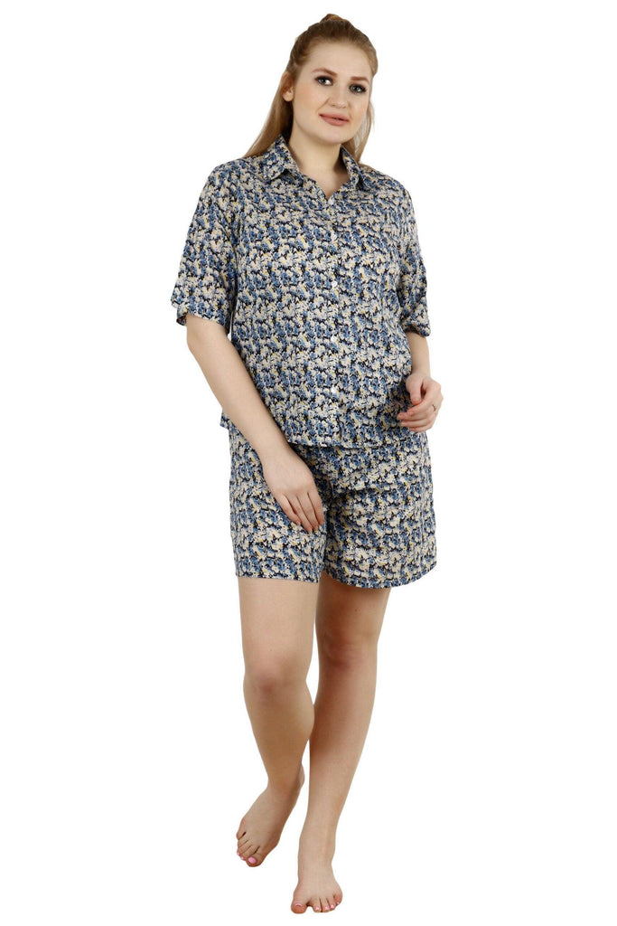Model wearing Cotton Night Suit Set with Pattern type: Floral-6