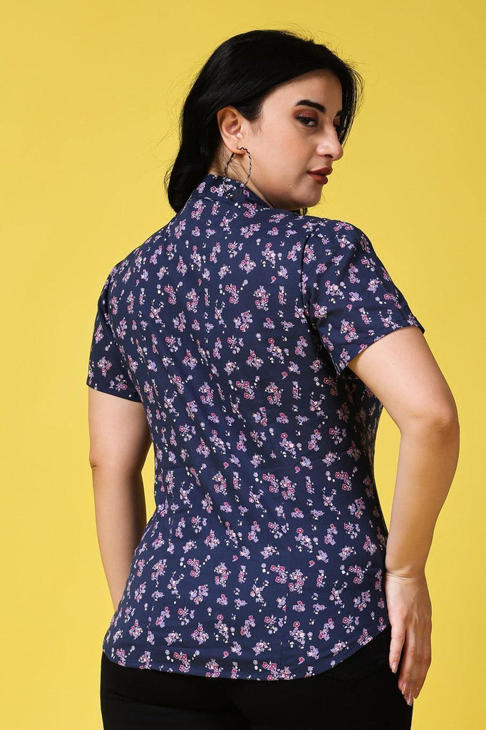 Model wearing Cotton Voil Shirt with Pattern type: Floral-5