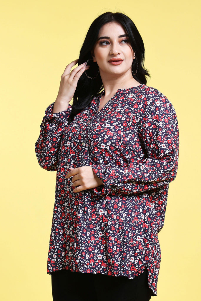 Model wearing Rayon Tunic with Pattern type: Floral-4