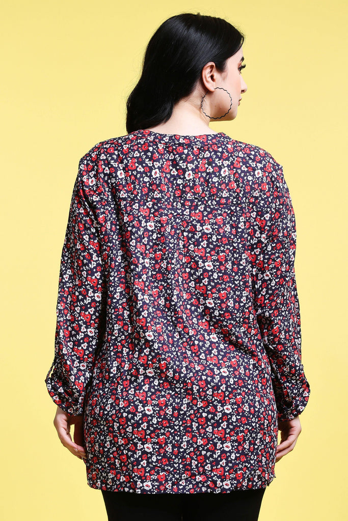 Model wearing Rayon Tunic with Pattern type: Floral-6
