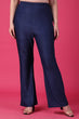 Blue Solid Flared Pants