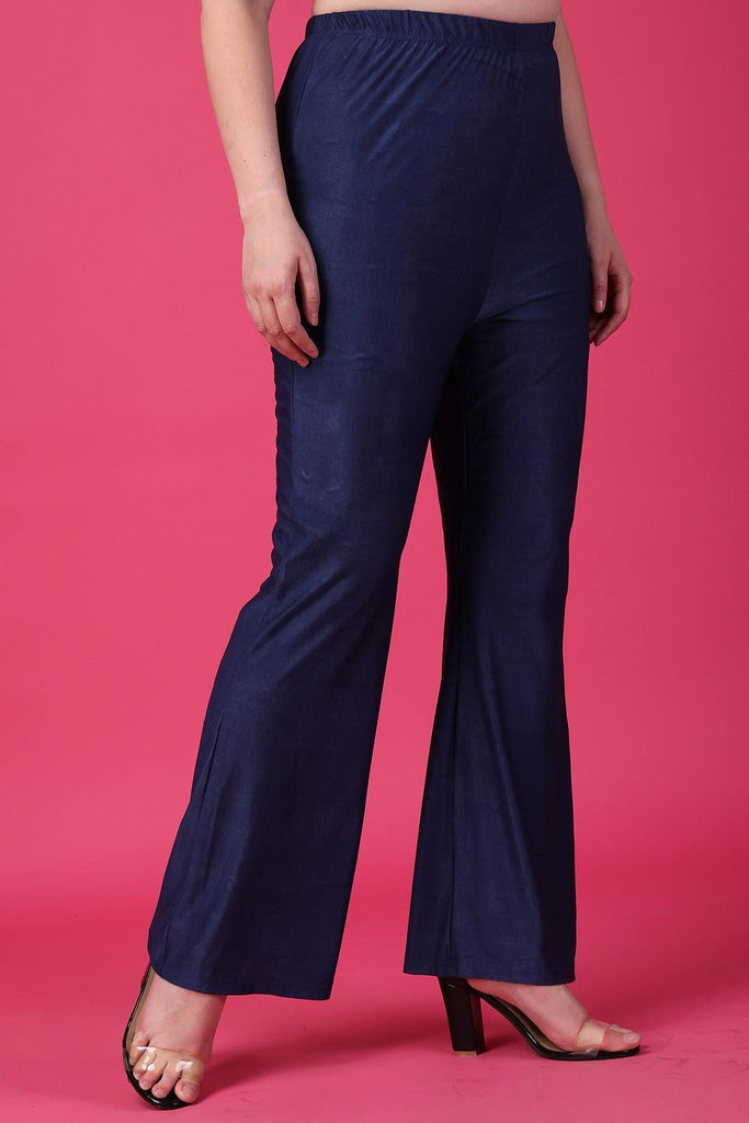 Model wearing Polyester Elastane Pant with Pattern type: Solid-3
