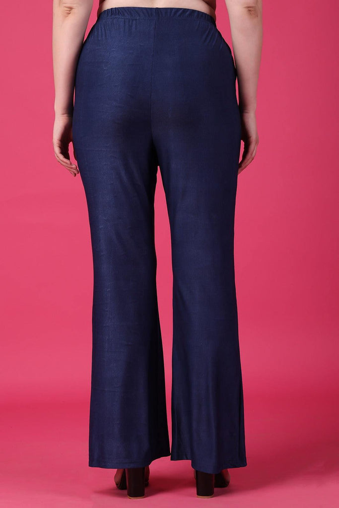 Model wearing Polyester Elastane Pant with Pattern type: Solid-5