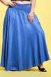 Blue Solid Long Skirt
